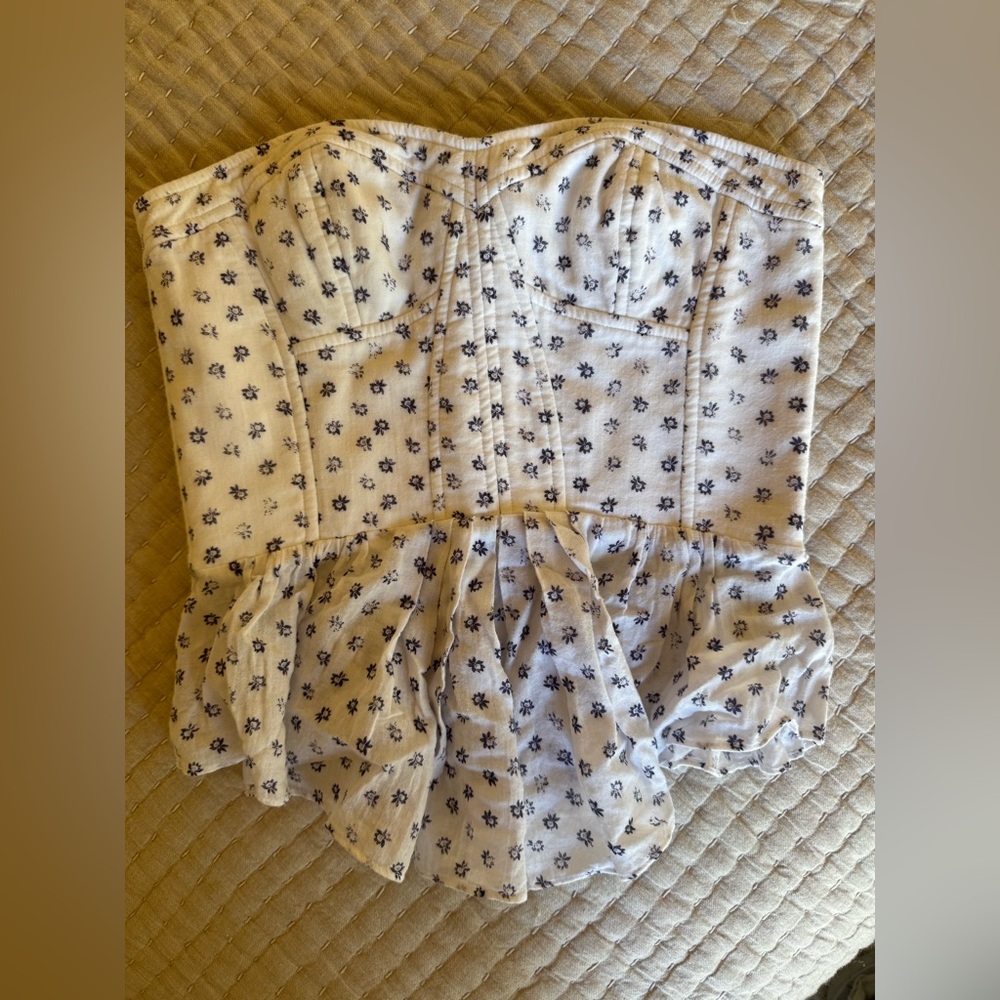 Rebecca Taylor White and Blue Floral Tank Top